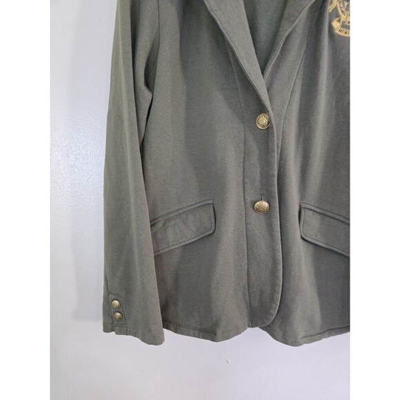 Ralph Lauren Olive Green Cotton Blazer Jacket Gold Crest Womens Size XL Preppy - Picture 5 of 11